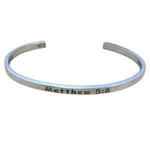 Sterling Silver Matthew 5:8 Blessed Pure Religious Inspiration Quote Bracelet